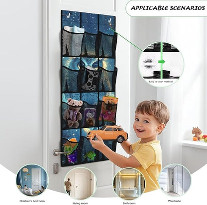 Owl Over The Door Shoe Organizer Space Saving Foldable Hanging Storage Holder 12 Mesh Pockets for Bathroom Bedroom