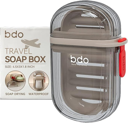 PEISAINOX Travel Soap Case, Leakproof Soap Container with Lid, Portable Bar Soap Holder for Traveling, Soap Dish for Bathroom, Shower, Gym, School, Camping, Vacation, Outdoor-Transparent-Black