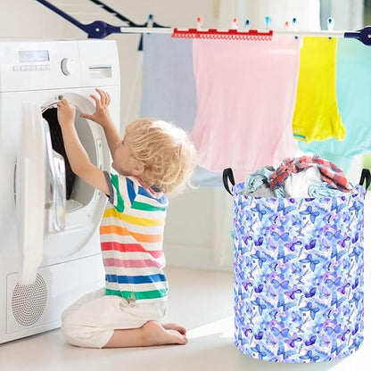 Butterfly Laundry hamper Baby Nursery Hamper Waterproof foldable kids laundry basket Kids Dirty Clothes Hampers Girl Room Decor for Home Gift Baskets(Blue Purple Butterfly)