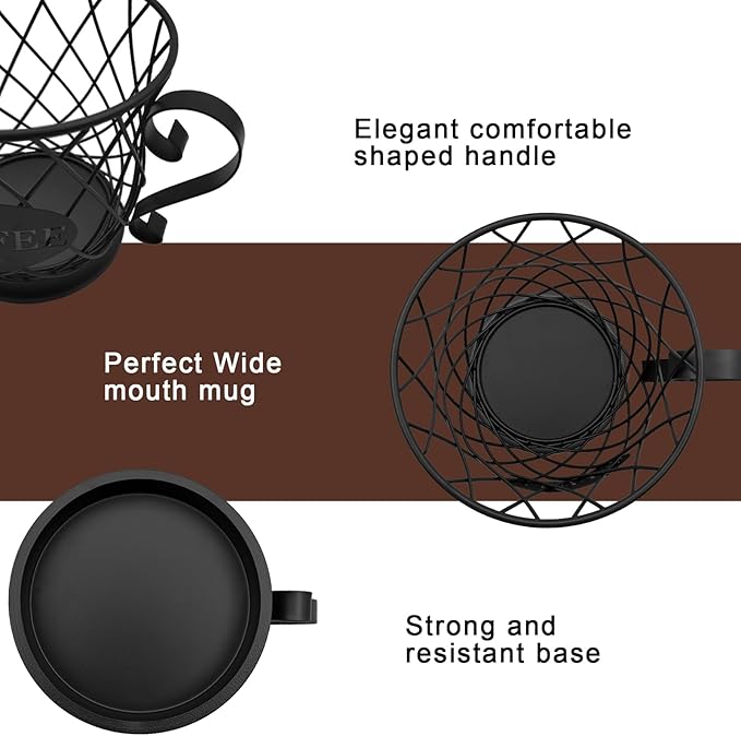 Coffee Pod Storage Basket - 35 K Cup Organizer, Black