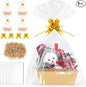 5 Pack Baskets For Gifts Empty, 10x12” Kraft Gift Basket Kit with Clear Bags Gold Bows 200g Crinkle Cut Paper Empty Gift Baskets to Fill Large Gift Baskets for Christmas, Birthdays, Holidays, Weddings