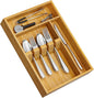 Yofidra Bamboo Silverware Organizer, 13.8 x 9.84 x 1.96 Inches Kitchen Utensil Drawer Organizer, Silverware Tray for Drawer with Fixed Slots for Spoons, Forks & Knives, Natural