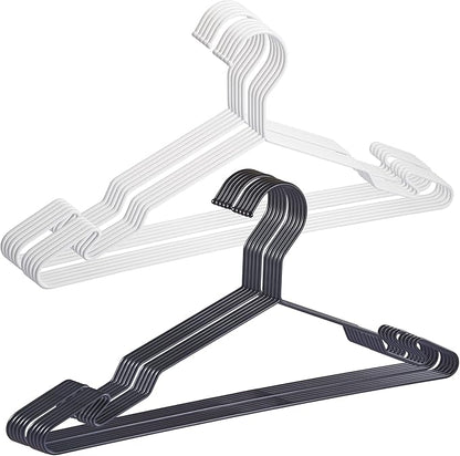 Standard Duty Metal Hangers with Unique Hook Design Durable & Sturdy Coat Hangers 3.2mm Thick Withstands 15lbs Weight Smooth Powder Coated Finish Compact Shirt Hangers - 40 Pack Black