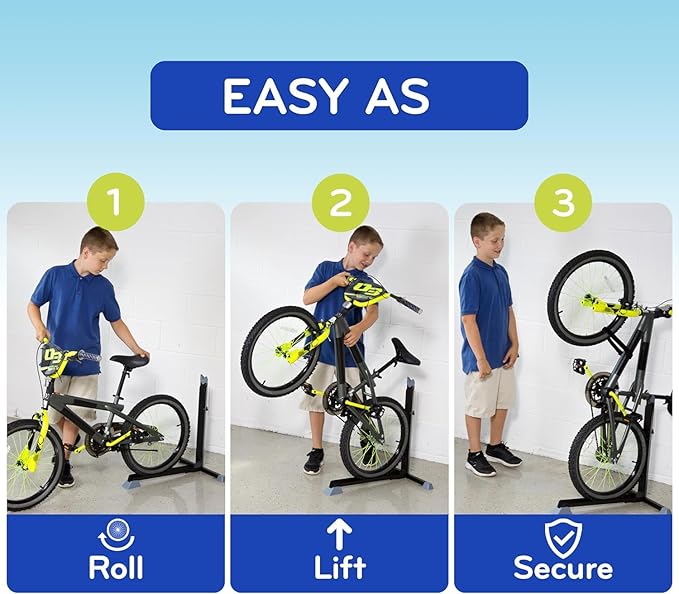 Bike Nook Stand & Vertical Storage Rack - 4 Pack with connectors- The Original Vertical Bicycle Floor Stand for Garage Storage and Indoor and Outdoor use, No Drilling Required