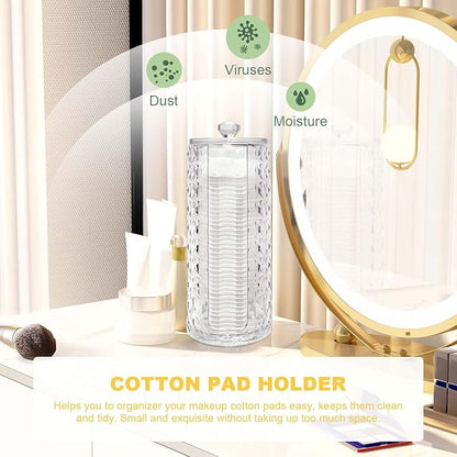 33.8oz Clear Cosmetic Cotton Pads Rounds Holder Easy Accessing Acrylic Makeup Removers Pad Organizer Dispenser with Removable Lid for Bathroom Bedroom Storage Display Rack