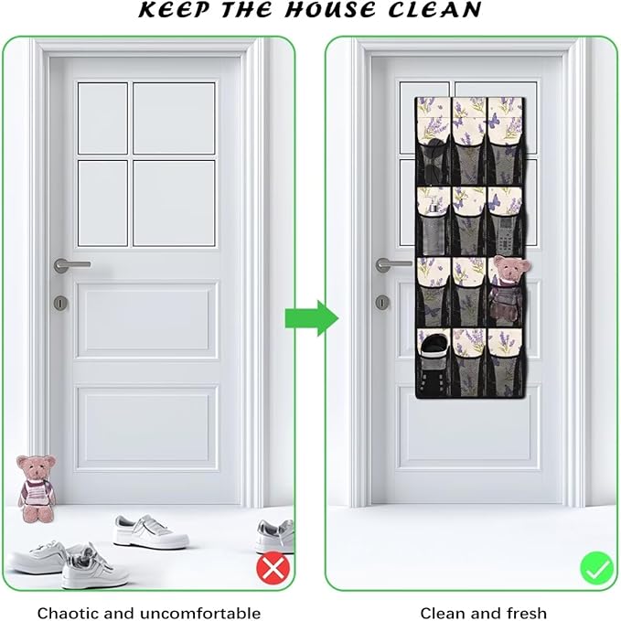 Lavender Over The Door Shoe Organizer,Small Hanging Shoe Rack for Closet,Quick Dry Mesh Organizer Hanging for Pantry Bathroom Closet,Organizer for Bedroom Bathroom,Kitchen