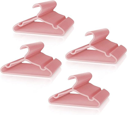 VILICK Plastic Kids Hangers - 100 Pack Non-Slip Baby Clothes Hangers for Closet, Toddler & Newborn Clothing Pants, Skirts, Coats (Pink)