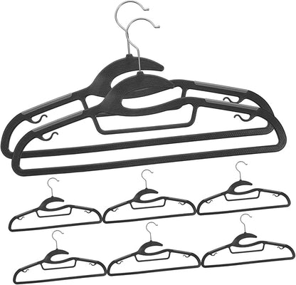 Unomor 10pcs Heavy Duty Non- Clothes Hangers Extra Wide Plastic Hangers for Jackets Suits Pants Space Saving Organizer for Closet Versatile Design