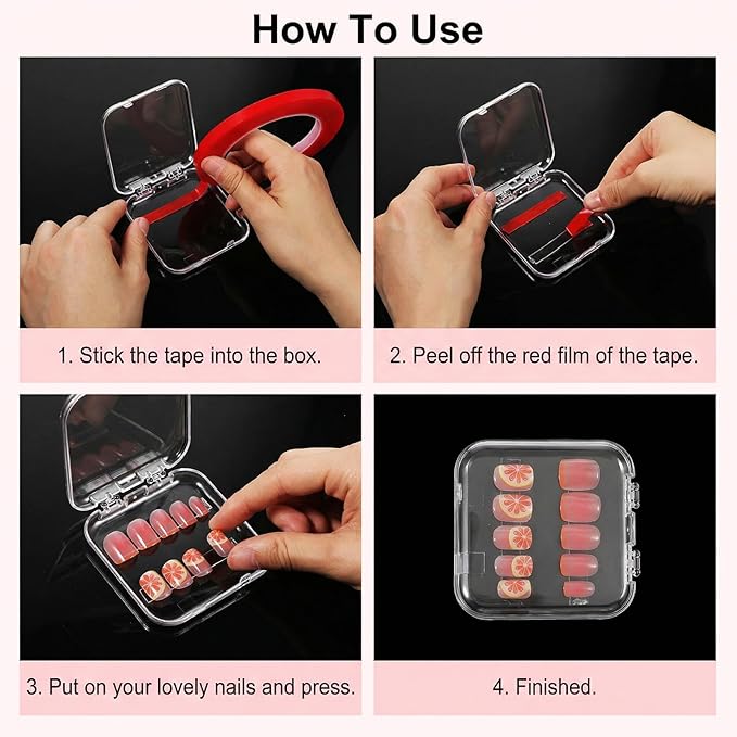56Pcs Press On Nail Packaging Box Set with 10M Adhesive Tape Clear Acrylic Nail Case Display Organizer for Storage and Nail Art Business Salon Supplies