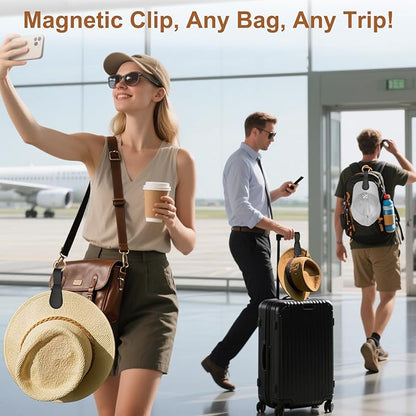 Fikoksol Magnetic Hat Clip for Travel on Bag, Silicone Hat Holder for Tote Beach Bag, Hand Free Strong Magnet Purse Hook Cowboy Hat Hanger Carrier for Travel Vacation Essentials Accessories