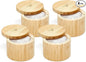 RoyalHouse Bamboo Salt Cellar Bamboo Storage Box with Magnetic Swivel Lid, 6 Ounce Capacity 4 Pack