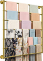 Wall Mounted Scarf Rack, Gold Silk Scarves Hijab Hanger Organizer Metal Racks Wrapping Tissue Paper Ribbon Holder Towels Storage Display for Flower Shop Retail Store (Gold, 7T-31.5×35.4IN)