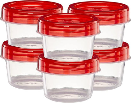 ELEGANT DISPOSABLES (4 Ounce 10 Pack) Twist cap Containers Clear Bottom With Red Top Screw on Lids Twist Top Food Storage Freezer Reusable Containers