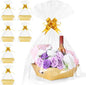 AFOROEOA 6PACK Gold Baskets for Gifts Empty, 12x10x4” Thick Cardboard Gift Basket Kit with 6 Bows & 6 Bags - Kraft Empty Gift Baskets for Christmas, Weddings, Birthdays, Holiday Gifting