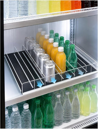 Adjustable Self-Feed Can and Bottle Rack, Flat Tray Organizer for Fridge, Supermarket, Convenience Store and Retail Shelves(520x410 mm)