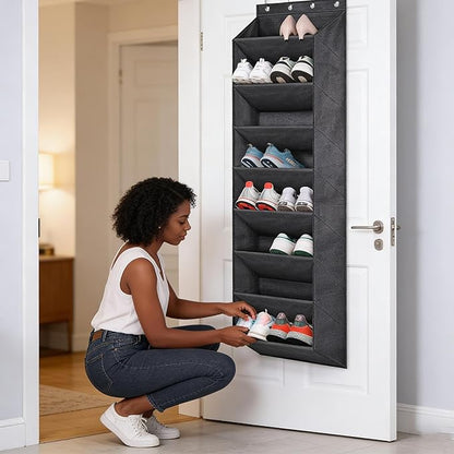 Hanging Shoe Storage Rack - 8 Tiers Organizer Holder, Large Deep Pocket Design, Durable Door Wall Shoe Keeper | Bedroom Closet Dorm for RV Boot Sock Headphone Organization Use