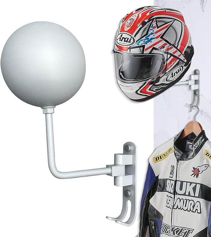 Motorcycle Helmet Rack, Helmet Holder Wall Mount Helmet Stand with Hooks, Motorcycle Accessories Helmet Hanger Helmet Accessories