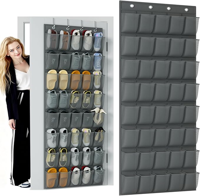 homyfort Over the Door Shoe Organizer, 40 Large Breathable Mesh Pocket,Space Saving Hanging Shoe Rack,Shoe Storage Holder for Entryway Bedroom Closet