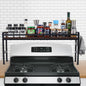 Spice Rack Shelf for Kitchen Stove，Stove Top Shelf with 4 hooks Extra Storage Countertop, Seasoning Organizer,Kitchen Organizers and Storage
