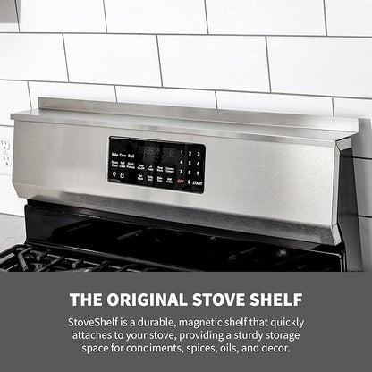 StoveShelf 24" Apartment Length Black Magnetic Shelf for Kitchen Stove - Kitchen Storage Solution with Zero Installation - Over Stove Spice Rack Organizer