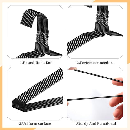 30 Pack Metal Wire Hanger, 18-inch Clothes Hangers in Bulk, Wire Hangers for Clothes, Metal Coat Hangers for Standard Size Shirts, Suits, Pants, Skirts, Coats, Ultra Thin Space Saving (Black)