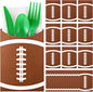 Tinlade 24 Pcs Football Utensil Holder Paper Silverware Sleeves, 3.54 x 5.12 Inch Disposable Cutlery Holders, Utensil Bags for Football Party Supplies, Sports Event, Birthday, Kitchen Decorations