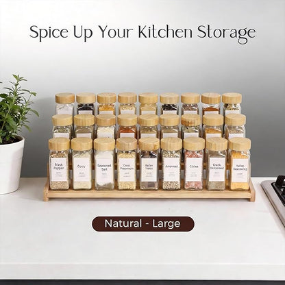Bamboo Spice Rack，3-Tier Spice Rack Organizer for Cabinet or Pantry (Bamboo, L)