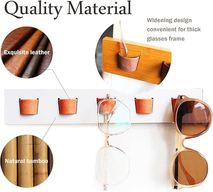 ACOCOFE Sunglass Organizer Glasses Holder,Wood Eyeglass Storage Holder,Sunglasses Rack Eyewear Display((White-orange)