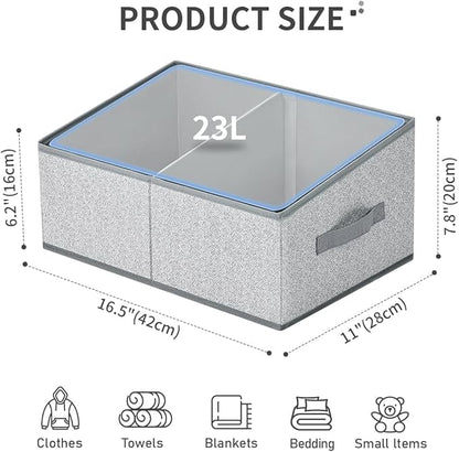 DIMJ Trapezoid Storage Bins for clothes - 4 Packs Closet Organizers and Storage Baskets, Foldable Closet Baskets with Handles and Divider, Closet Storage Bin Toybox for Shelves Living Room Bedroom