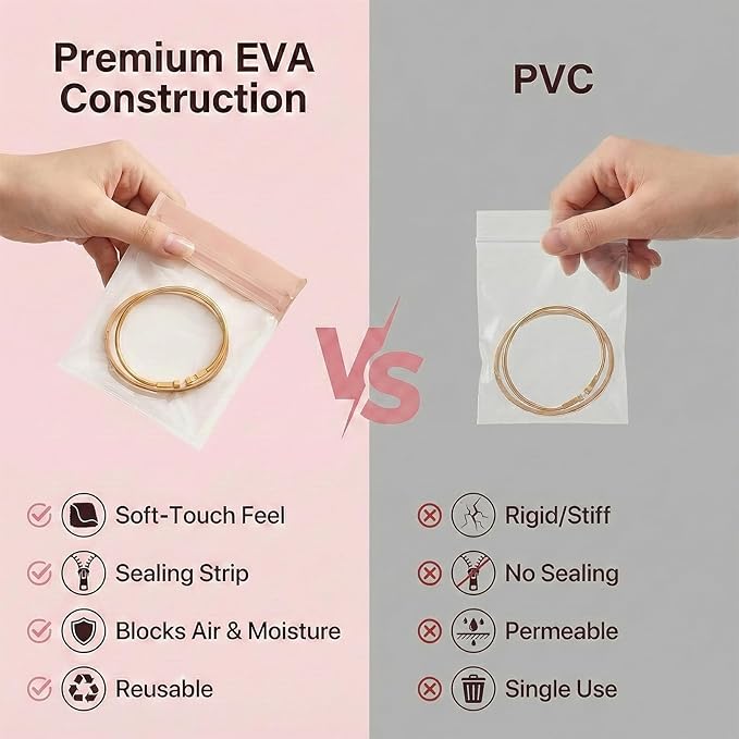 Anti Tarnish Jewelry Bags, Clear EVA Mini Travel Bags for Necklace, Earring, Bracelet 30 Pack Assorted Sizes