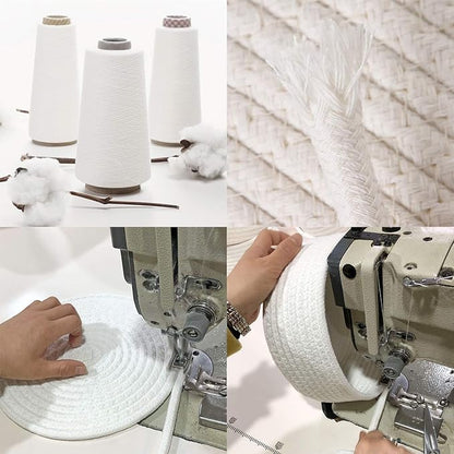 Sea Team Round Cotton Rope Storage Basket with Lid, Decorative Woven Storage Bin, Pot, Caddy, Organizer, Container for Snacks, Towels, Plants, 13 x 5.5 Inches (Large, Shallow, Grey)