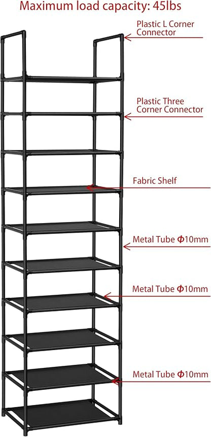 FIDUCIAL HOME 10 Tiers Shoe Rack 20-25 Pairs Sturdy Shoe Shelf