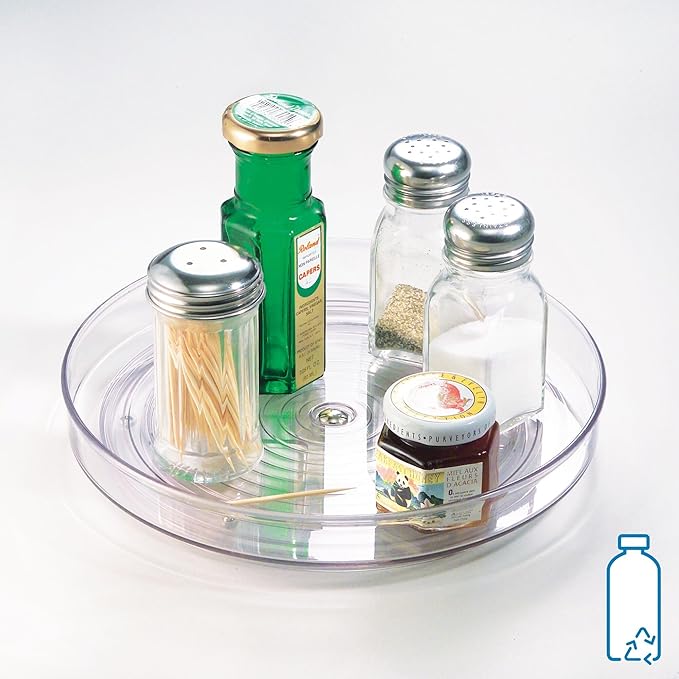 iDesign 9-Inch Lazy Susan Organizer - Small Lazy Susan Turntable for Cabinet or Pantry, Clear