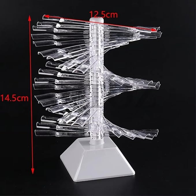 60 Sticks Nail Art Color Chart Display Stand Spiral False Nails Display Shelf Practice Tools For Solon Nails Polish Gel Show (Black Base, Clear Oval)