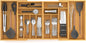Suli Large Silverware Drawer Organizer, Adjustable Kitchen Flatware for Forks Knives and Spoons, Bamboo Cutlery Utensil Holder, Expandable from 22in-37in, Natural Bamboo