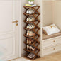 Narrow Shoe Rack - Shoe Storage Organiser- Vertical Bamboo Foldable Shoes Shelf for Entryway, Closet, Bedroom, Hallway ([Tawny] 8 Layers)