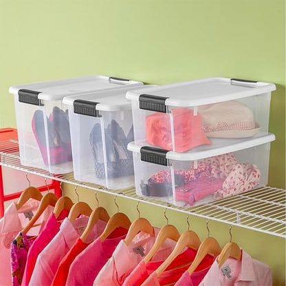 Sterilite 30 Quart (6 Pack) & 18 Quart (6 Pack) Clear Plastic Stackable Storage Container Bin Box Tote with White Latching Lid Organizing Solution