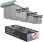 USA Based Overhead Garage Storage Rack, Connectable Heavy Duty Metal Ceiling Rails Garage Storage Organization Shelving System, Hanging Racks Tote Containers, Supports Up To 3 Bins, 2 Sets Gray