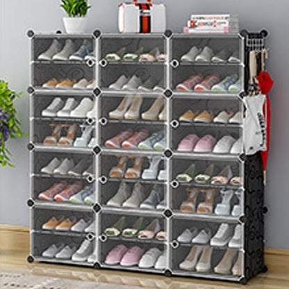 Free Standing Shoe Racks DIY Shoe Organizer Stackable Shoe Cabinet for Closet Entryway Living Room Small Space Shoe Shelves Clear Door Easy Assembly