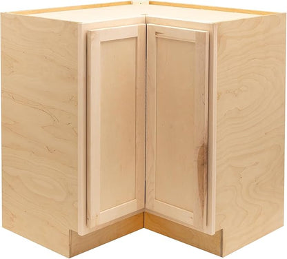 Quicklock RTA (Ready-to-Assemble) | Base Kitchen Cabinets - Shaker Style | Made in America (Raw Maple, 18" D x 30" W x 34.5" H Lazy Susan)