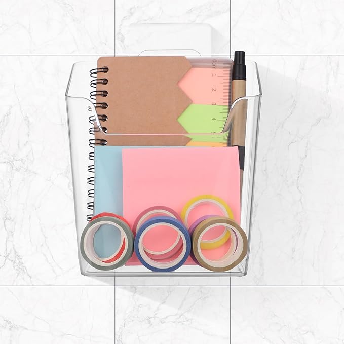 Lurrose 4pcs Cabinet Door Organizer: Wall Mounted Storage Bins - Plastic Shower - Pencil Holder for Shower Bathroom Kitchen Office