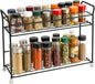 FMOACEN 2 Tier Spice Rack Organizer for Countertop Sturdy Metal Standing Spice Storage Shelf Rack Seasoning Organizer Holder for Home Kitchen Cabinet Bathroom Bedroom Pantry Vanity Black