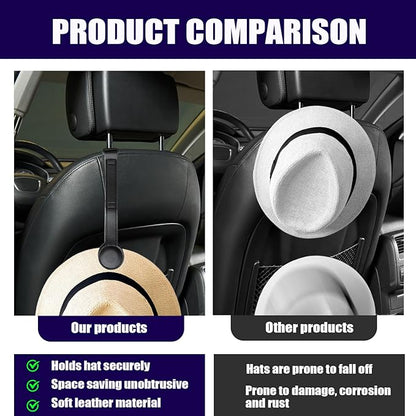 Cowboy Hat Holder for Truck, Magnetic Leather Cowboy Hat Rack for Truck and Car Headrest, Vehicle Organizer for SUV Pickup