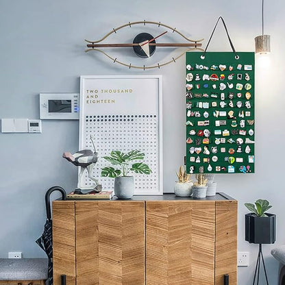 PACMAXI Hanging Brooch Pin Organizer, Display Pins Storage Case, Brooch Collection Storage Holder, Holds Up to 96 Pins.(Not Include Any Accessories) (S-96 Slots, Green, Small)