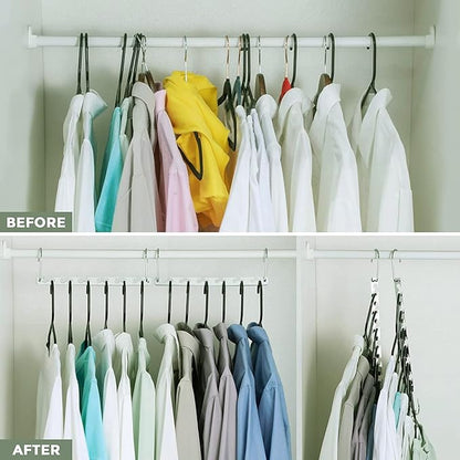 Space Saving Hangers for Clothes, Sturdy Metal Hangers Wardrobe Closet Organizer, Magic Cascading Hanger, Pack of 12