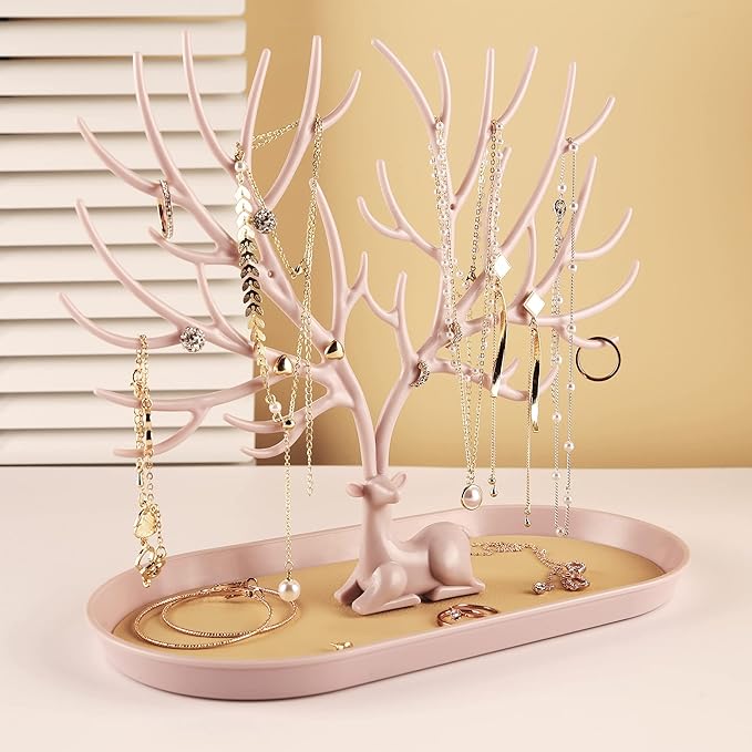 MORE&LESS Antlers Jewelry Display Stand,Tree Tower Rack Hanging Organizer for Ring Earrings Necklace Bracelet