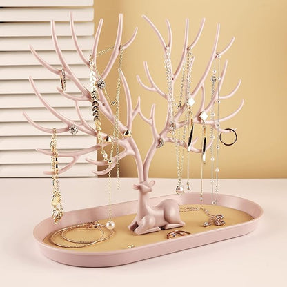 MORE&LESS Antlers Jewelry Display Stand,Tree Tower Rack Hanging Organizer for Ring Earrings Necklace Bracelet