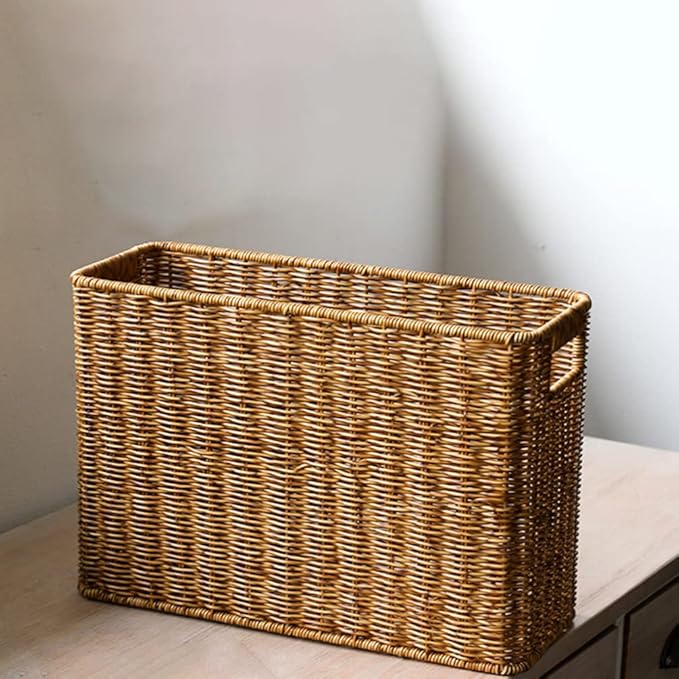 Decorative Woven Basket with Handles Handled Sundries Organizer for Home Decor Vintage Design for Bedroom and Living and Stable Storage
