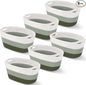Sawysine 6 Pcs Storage Baskets Bulk for Organizing Cotton Rope Woven Basket with Handles for Gift Cloth Shelves Blanket Toys Living Room(Green and White)