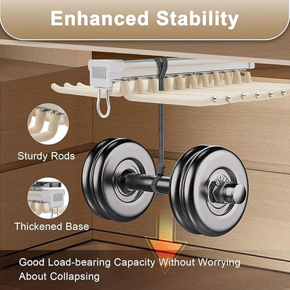 Pull Out Trousers Rack 22 Arms Closet Pants Hanger Bar Stainless Steel Hanger Rail Extendable Trousers for Clothes Towel Scarf Trousers Tie 18x23in (Beige, 22 Arms)